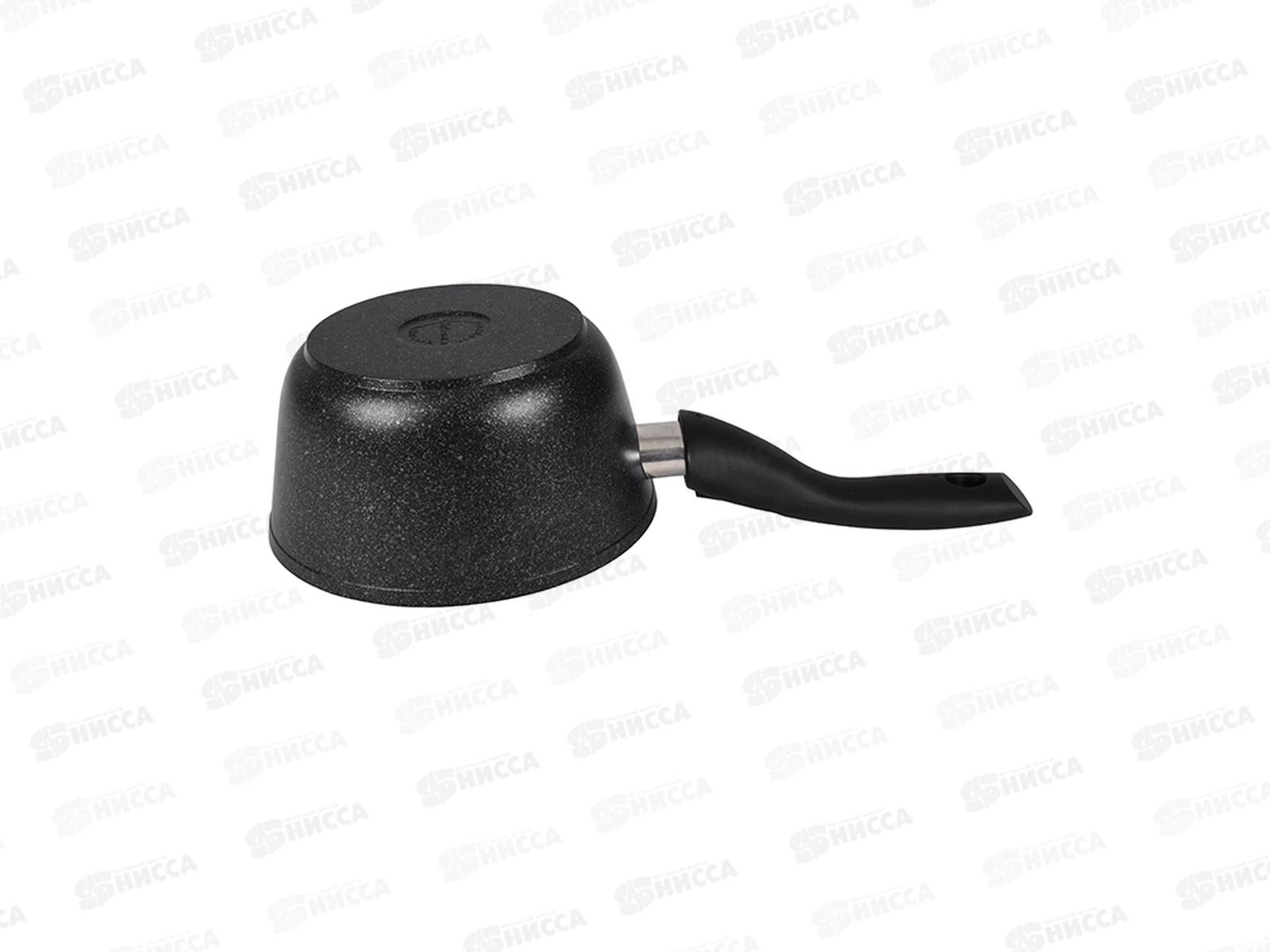 Ковш 1,5л съемной ручка со стеклянной крышкой Темный мрамор кмт0156а