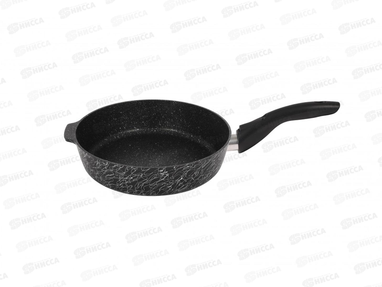 Сковорода 220мм Грация со съемной руч со стеклянной крышкой,цвет черный сер ебро сгчс222а