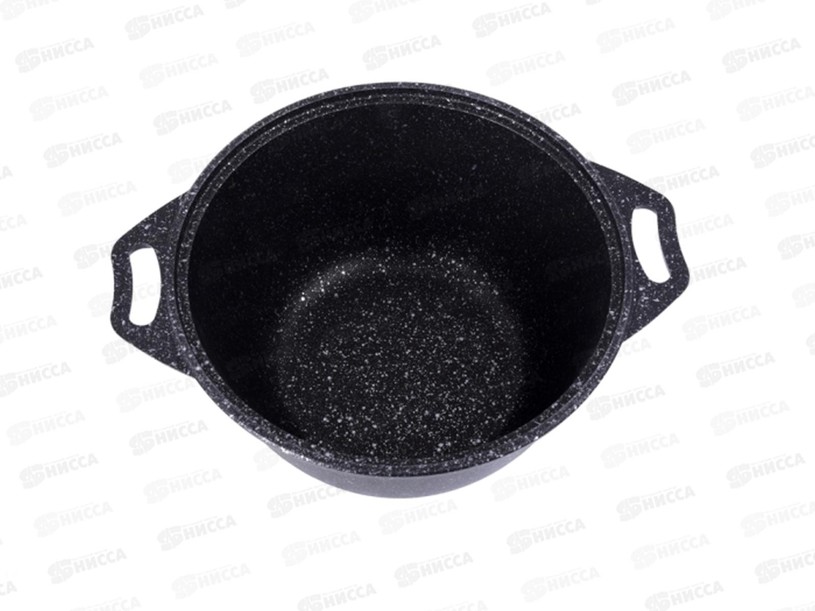 Кастрюля 8,0л со стеклянной крышкой АП темный мрамор кмт82-1а