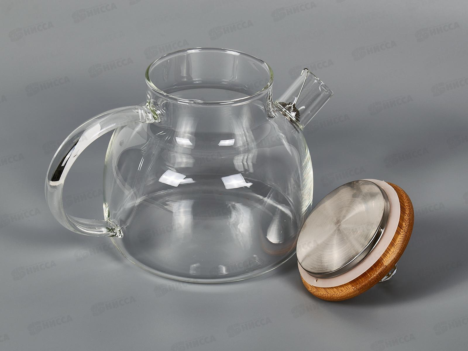 Чайник заварочный 1000мл с бамбуковой крышкой 110-114 *12