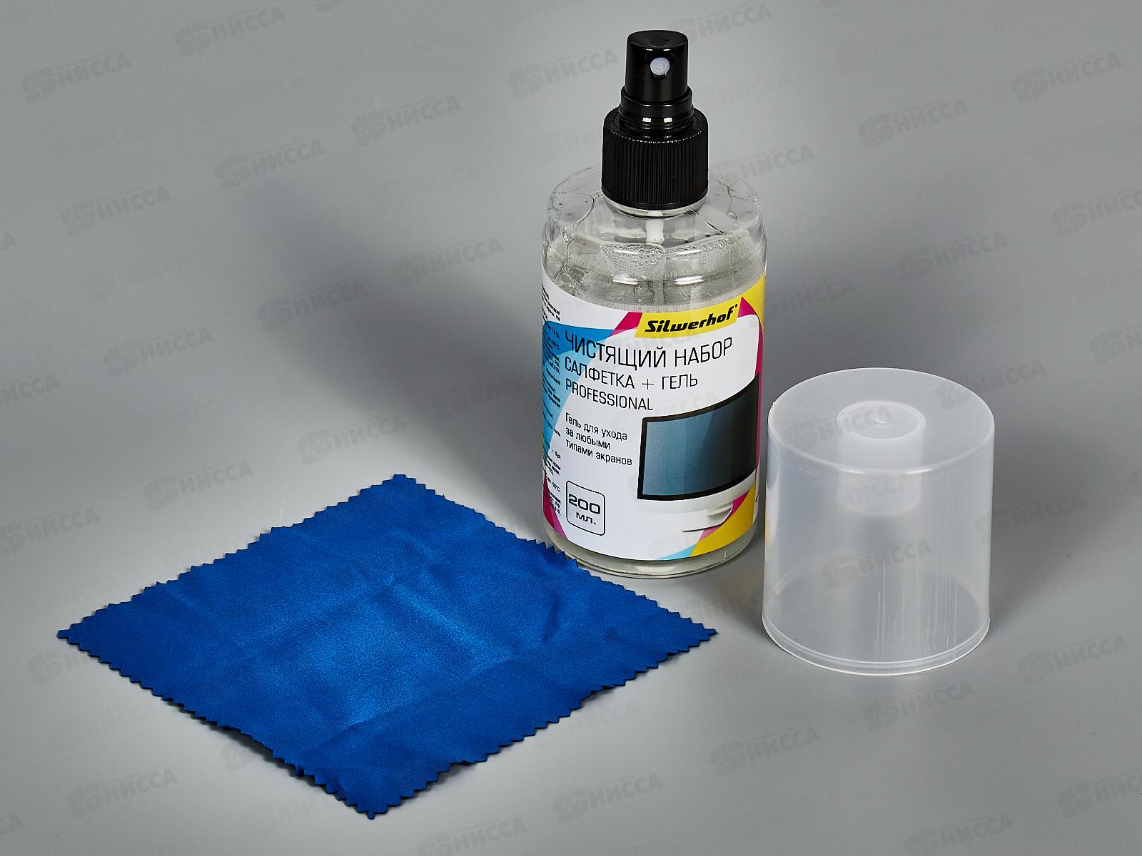 Чистящий набор SILWERHOF (салфетка+гель) для экранов и оптики 200мл 1937811