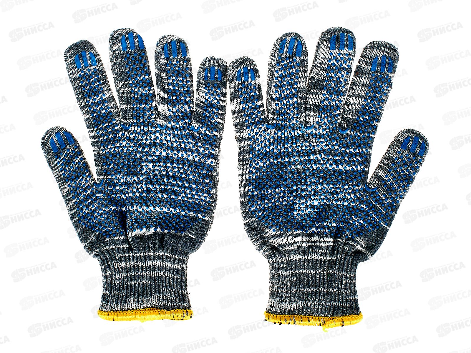 Перчатки хлопчатобумажные двойные &quotЗима&quot серые с ПВХ Точка XL10*5 Э