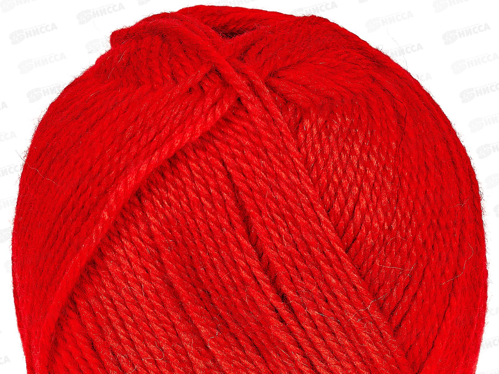 Пряжа Соната шерсть50%акрил50% 100гр 250м Красный 046