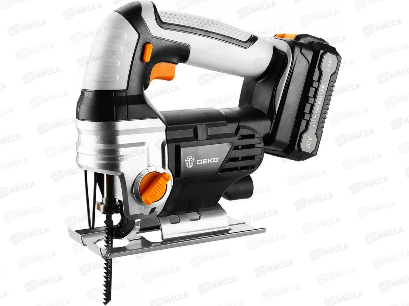 Лобзик аккумуляторный 20В, 0-2400хода/мин, Li-Ion 2Ач, DEKO DKJS20