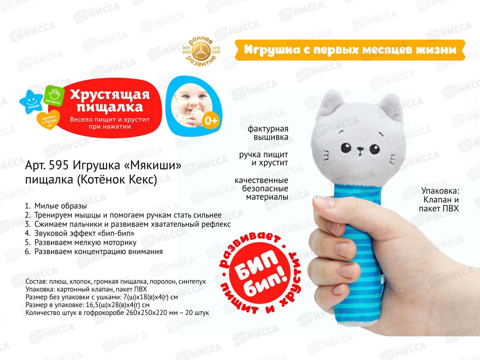 Мякиши пищалка Котёнок Кекс 595