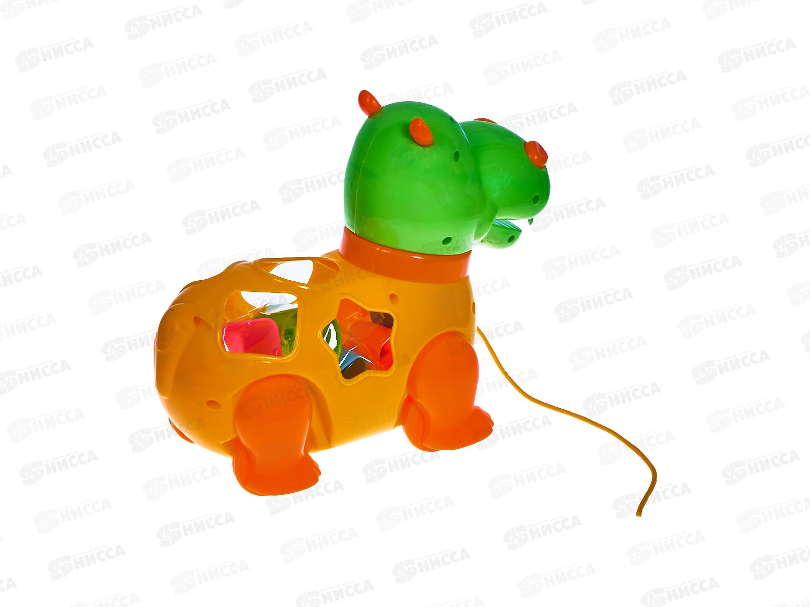 Каталка-сортер №6205 Бегемоша на веревочке, сетка 21,5*12*19см