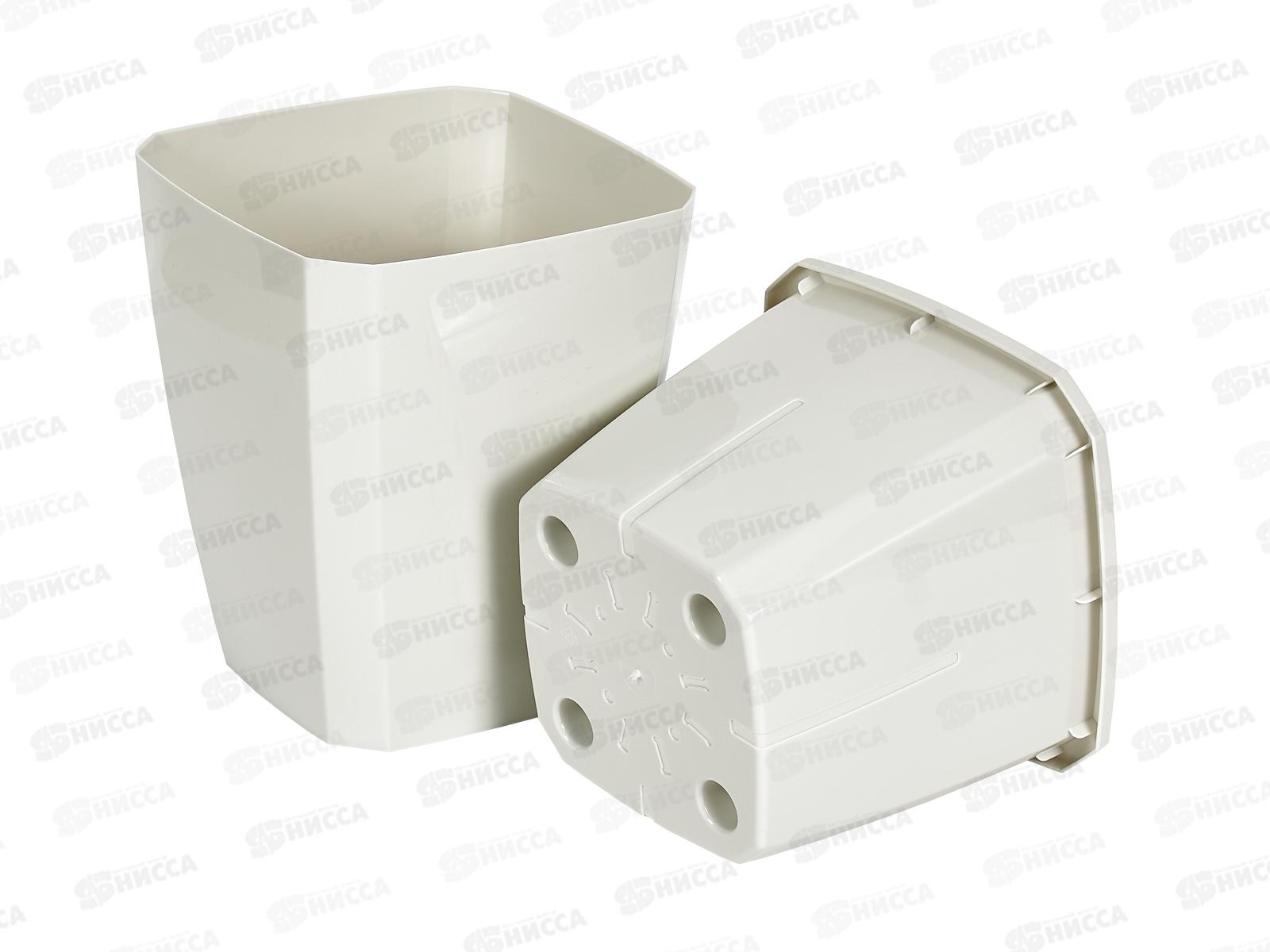 Кашпо Лаунж 2,4л квадратное с дренажной вставкой Светло-серое С371Сер