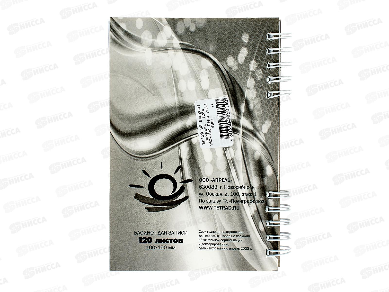 Блокнот120листов ПГС NB Перо, 100*150, лак., гребень *6