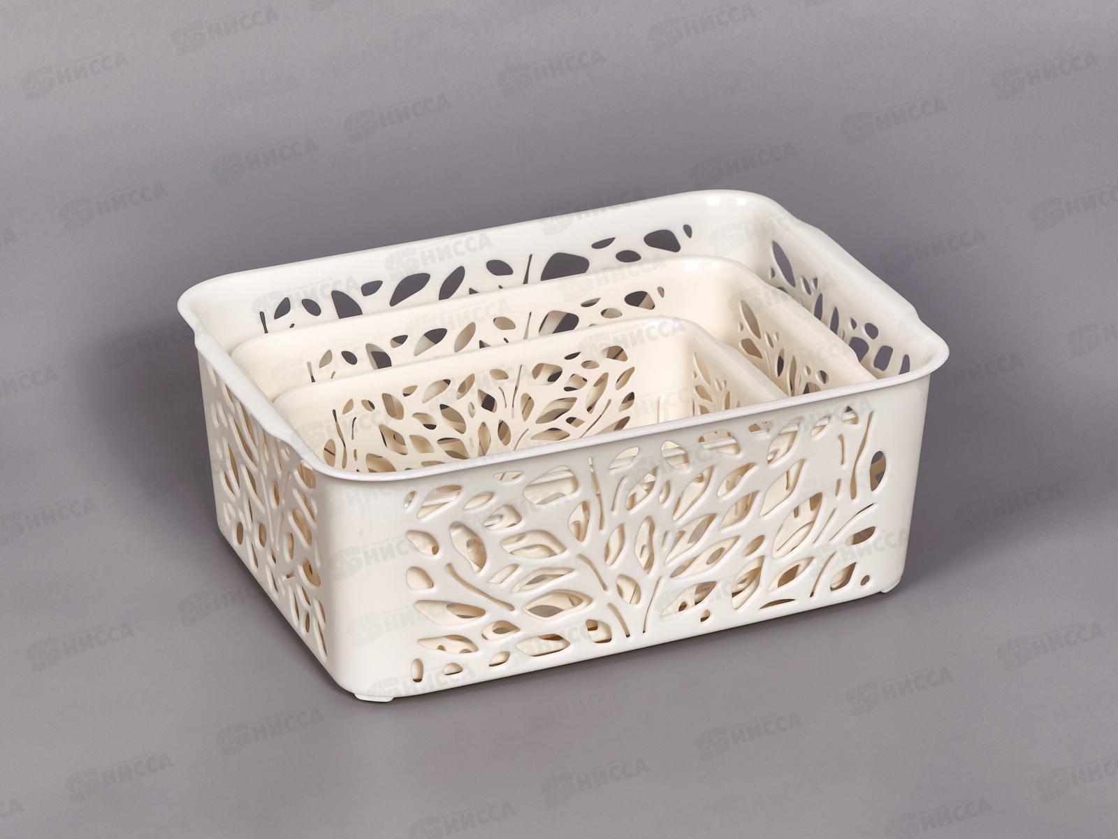 Набор корзин 3шт Leaves молочный С44803 *10