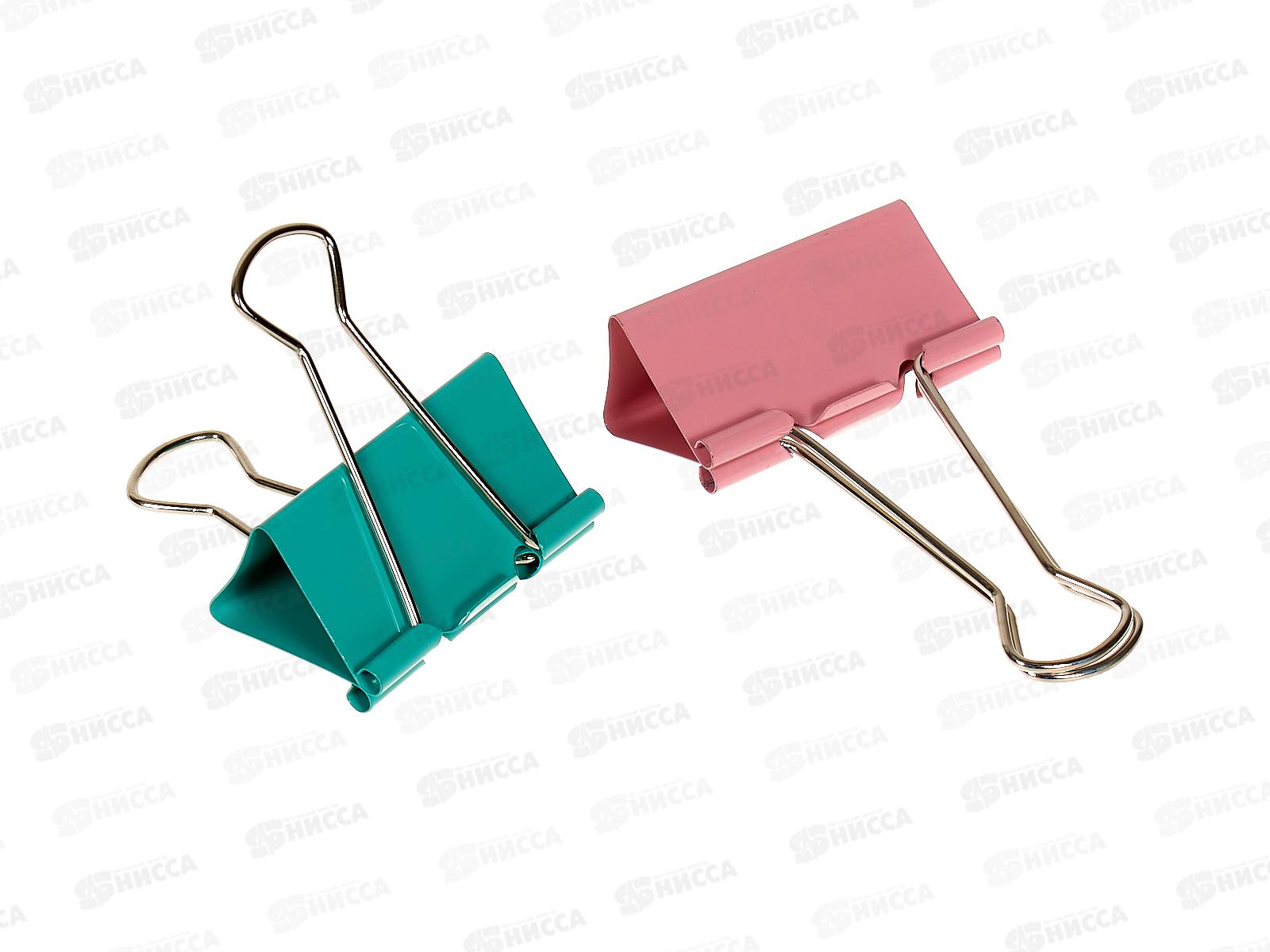 Зажим для бумаг 51мм 12шт Hatber X-Mate цветной, 083720*12/60