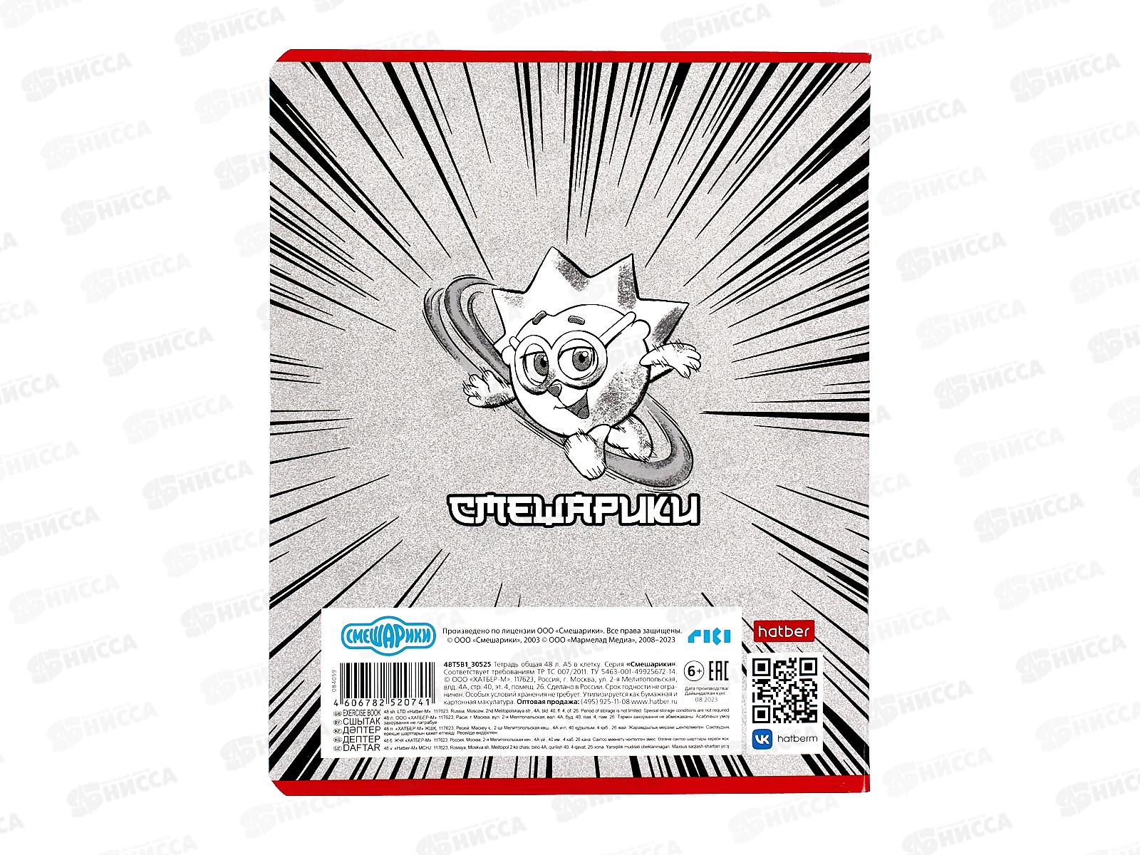 Тетрадь 48листов клетка Hatber Смешарики 084059*5/100