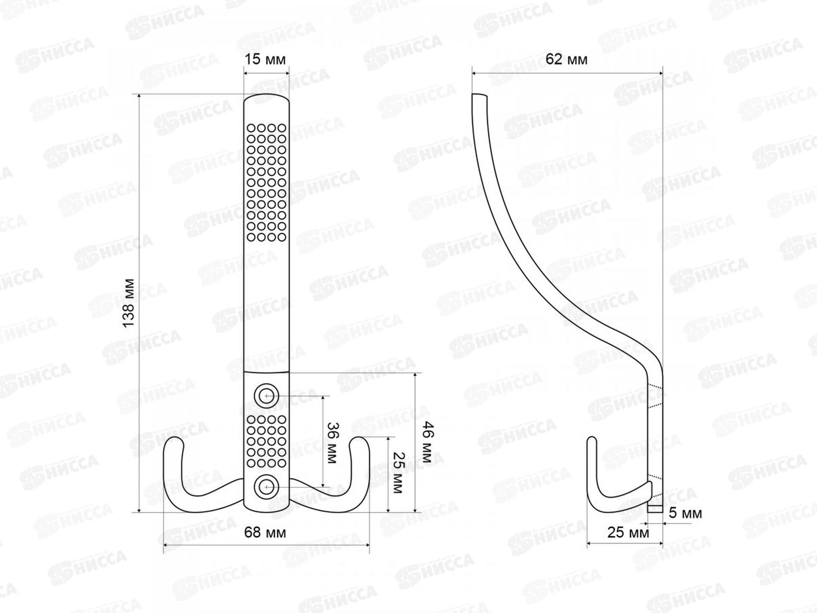 Крючок-вешалка Стандарт 212 A GP золото европакет *40 198