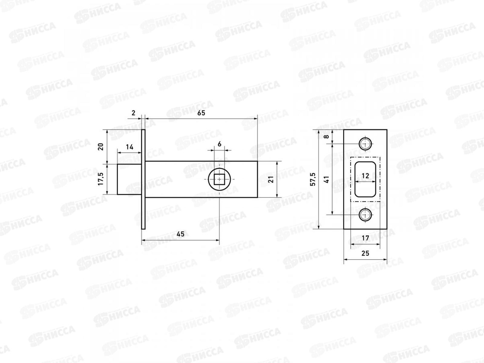 Задвижка Аллюр АРТ LB45-6 MAB мат бронза 6мм б/руч *100 236