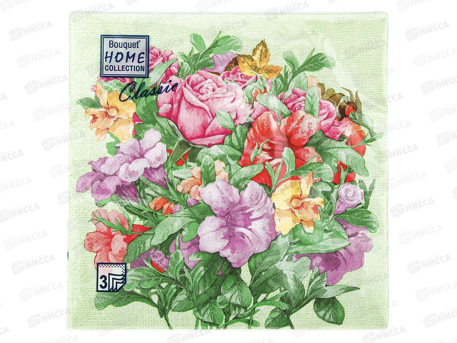 Салфетки 3 слойные 20 листов 33*33 Bouquet Home Празднечный букет 57263*12