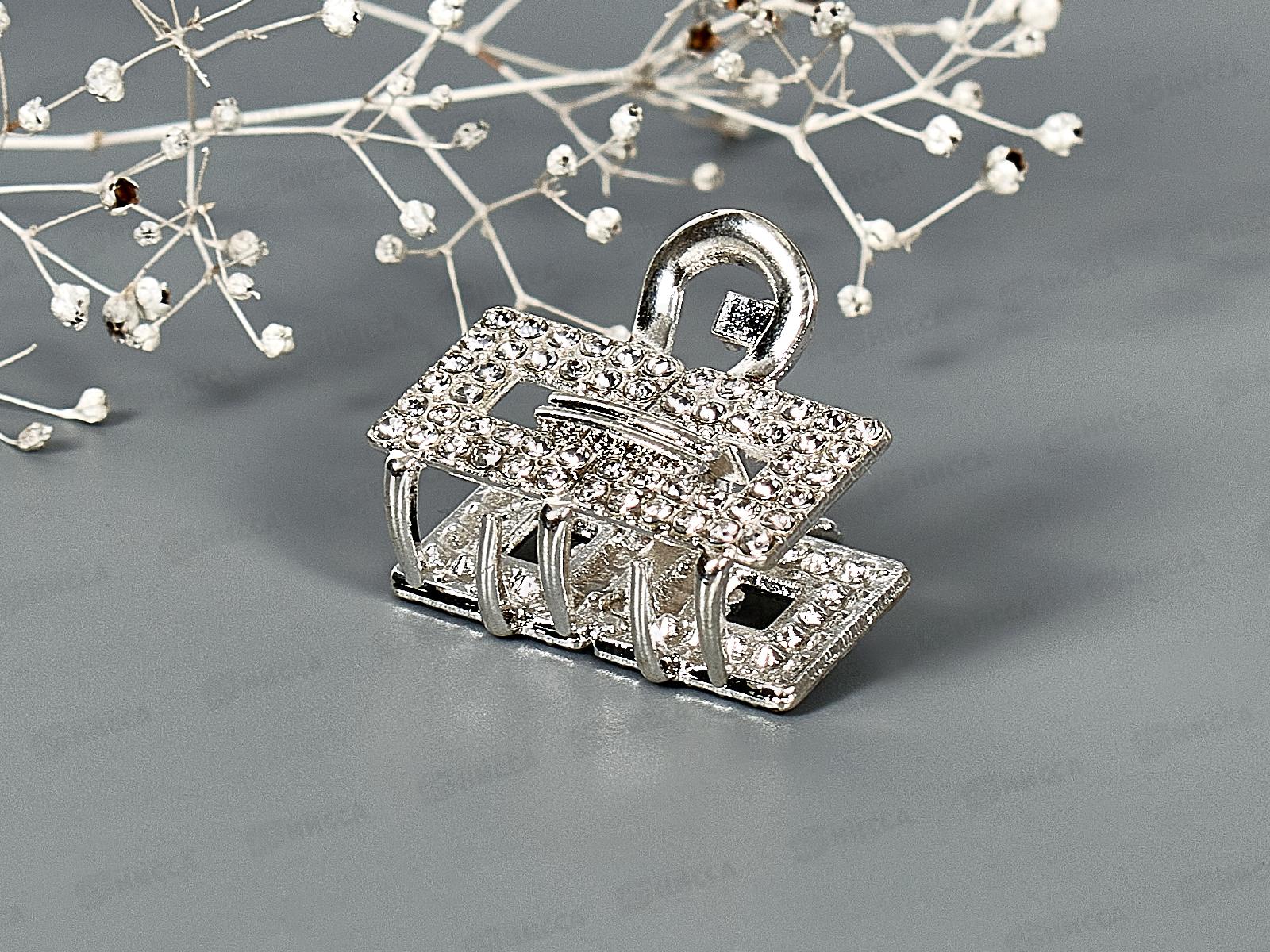 Крабик металлический 30мм стразы,жемчуг №8551 в ассортименте