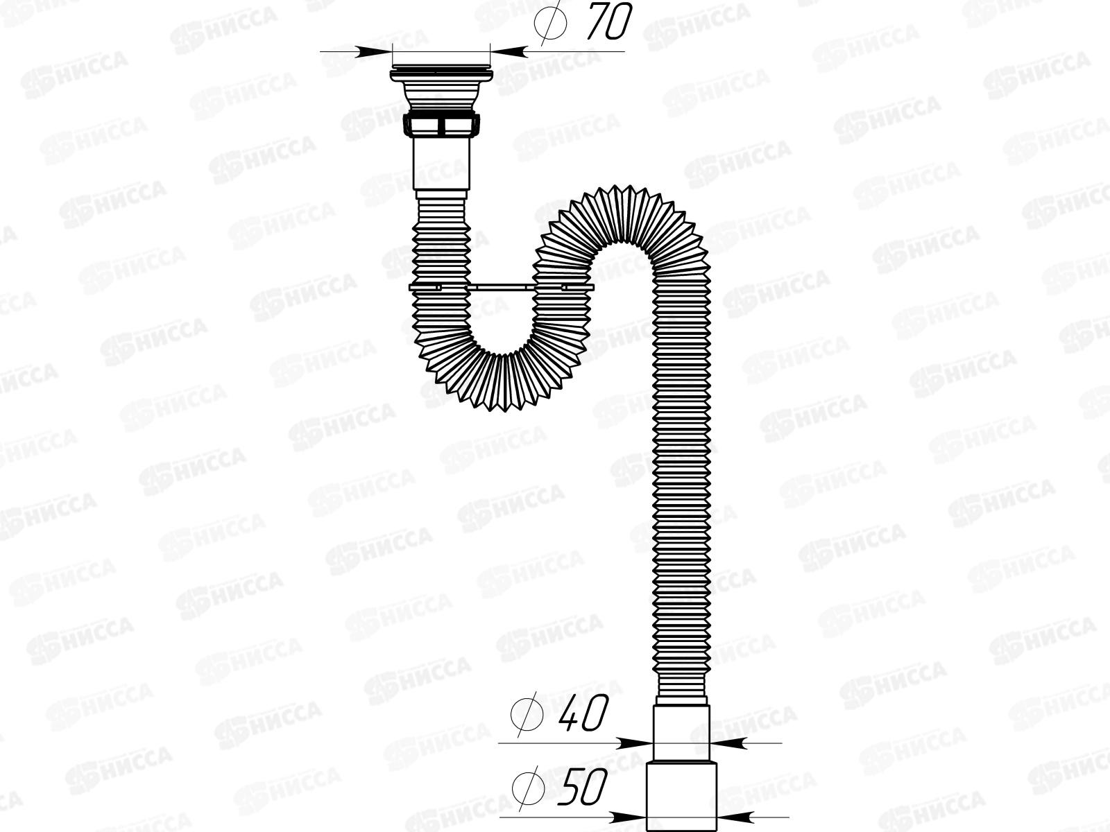 Гофросифон 1 1/2&quot*40/50 удлиненный с пластиковой решеткой, PF113-55-MR *55