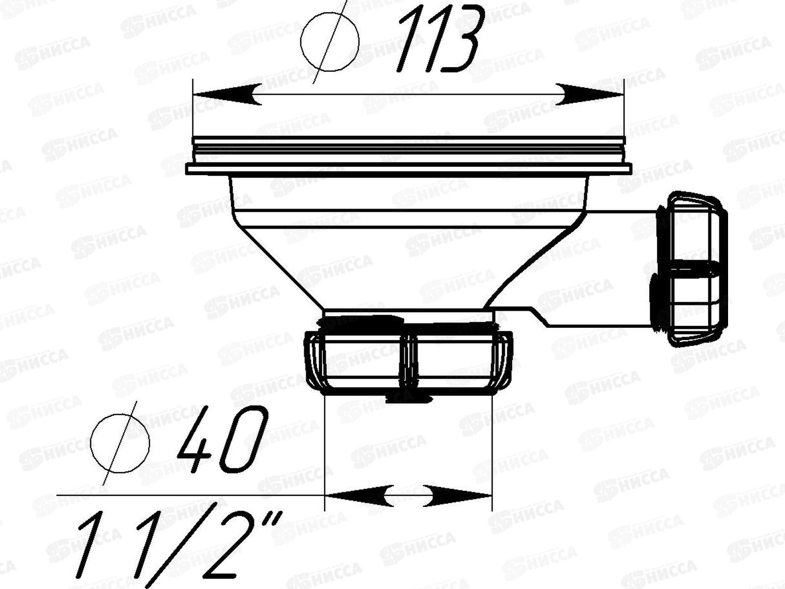 Выпуск 3 1/2&quot с пластиковой решеткой с отводом под перелив, PNV250 *40