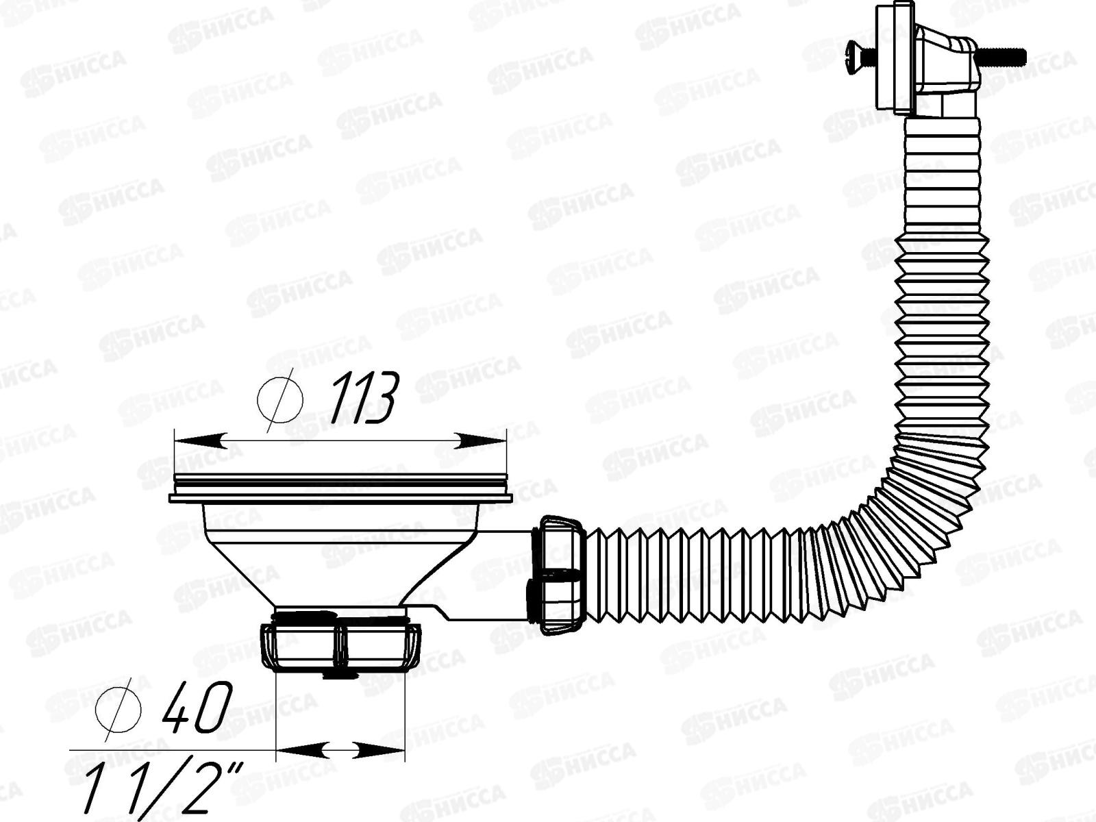Выпуск 3 1/2&quot с пластиковой решеткой с прямоугольным переливом, PNV305-40-MR *40
