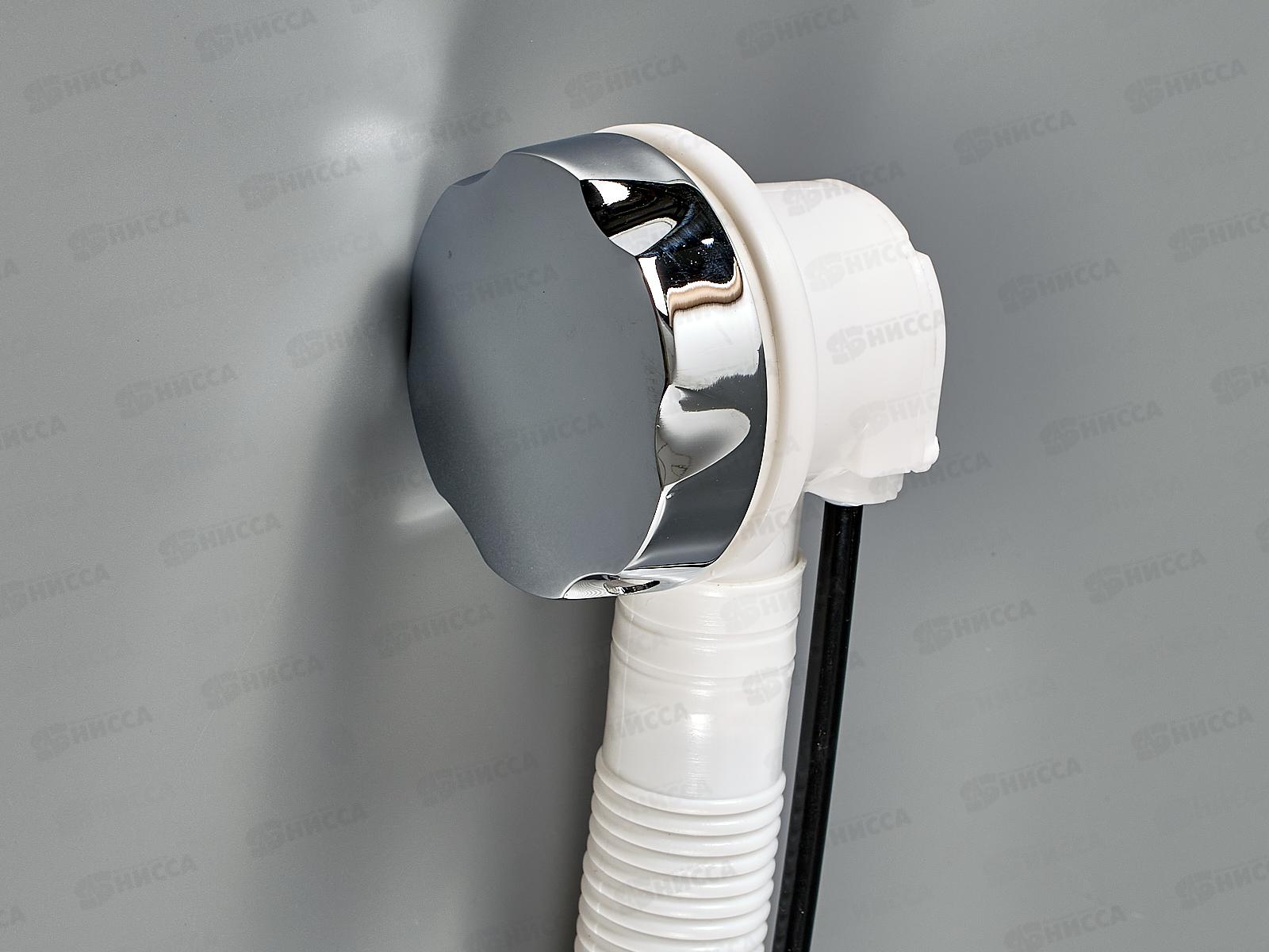 Сифон для ванны регулируемый с выпуском и переливом с металлической ручкой, полуавтомат,  V411-22-MR *22