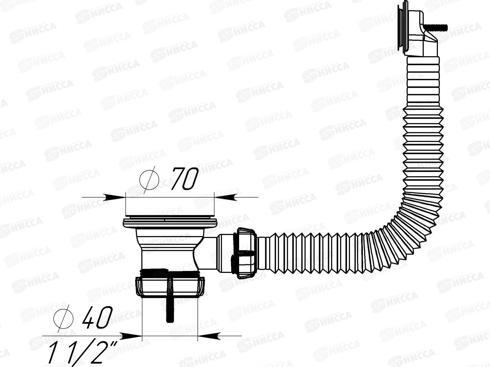 Выпуск 1 1/2&quot с металлической решеткой с круглым переливом, NV105-45-MR *45