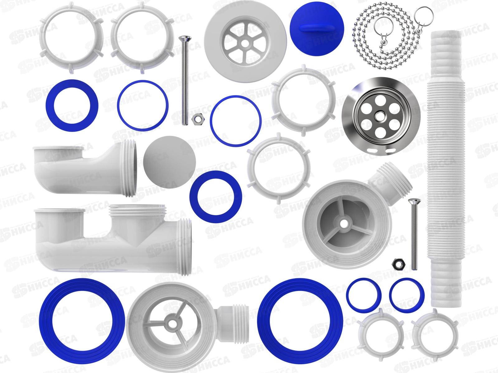 Сифон для ванны регулируемый 1 1/2&quotх40 с выпуском и переливом с пластиковой решеткой, PV210-35-MR *35