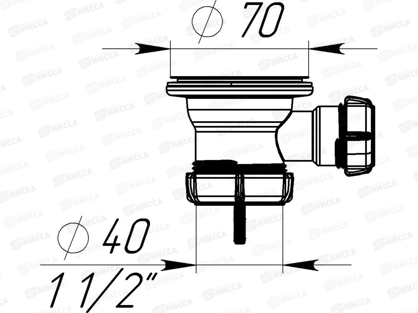 Выпуск 1 1/2&quot с металлической решеткой, с отводом под перелив, NV150 *50