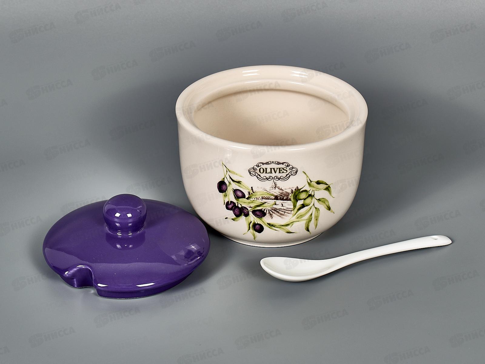 Сахарница Оливки 520мл с ложкой MFK21039