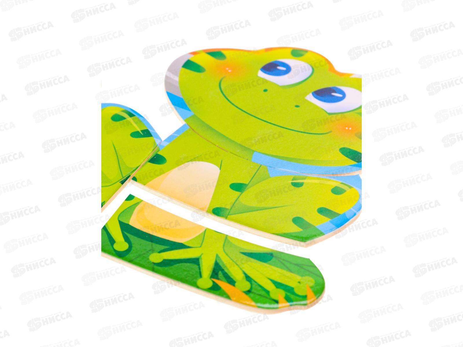 Пазлы-рамка деревянная. 22х15 Лягушки на озере, ИД-0140