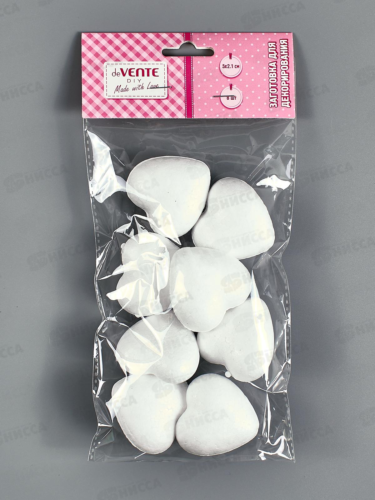 Заготовка д/декор. deVENTE Сердца из пенополист. 50*21мм, 8шт, 8003913