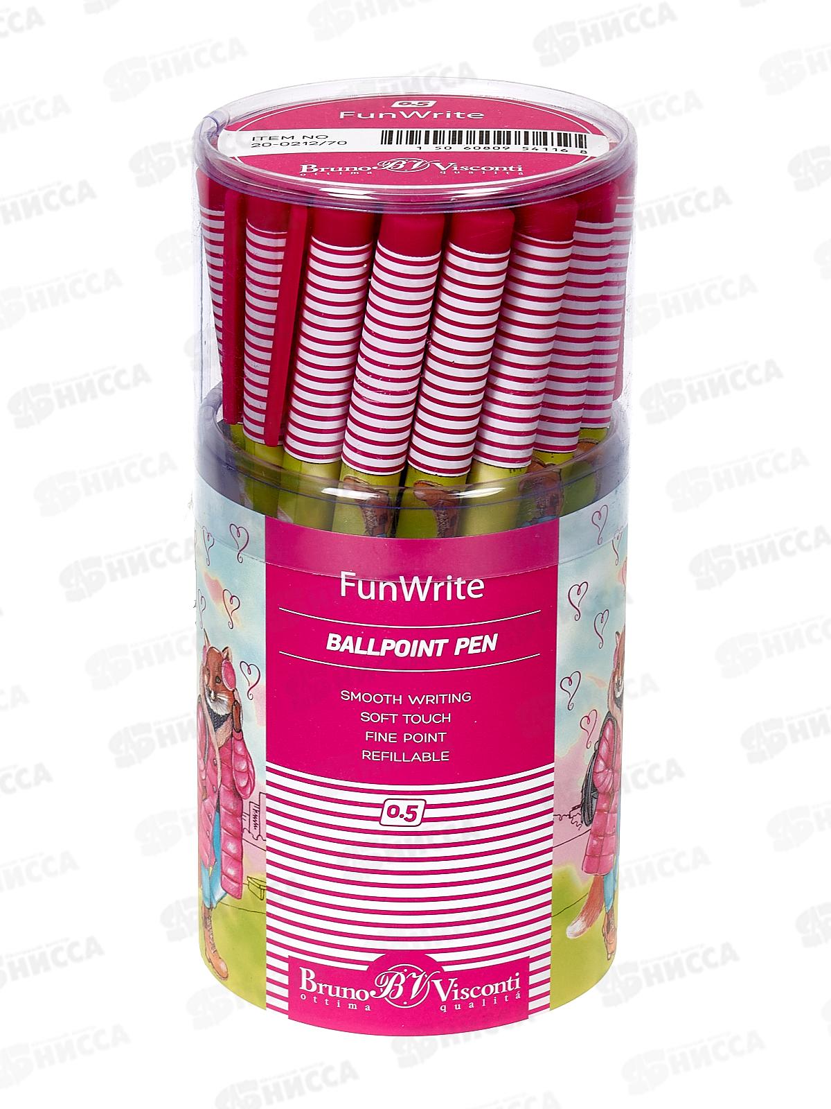 Ручка шариковая  B.V. FunWrite Лиса с рюкзачком.синяя,20-0212/70*24/288