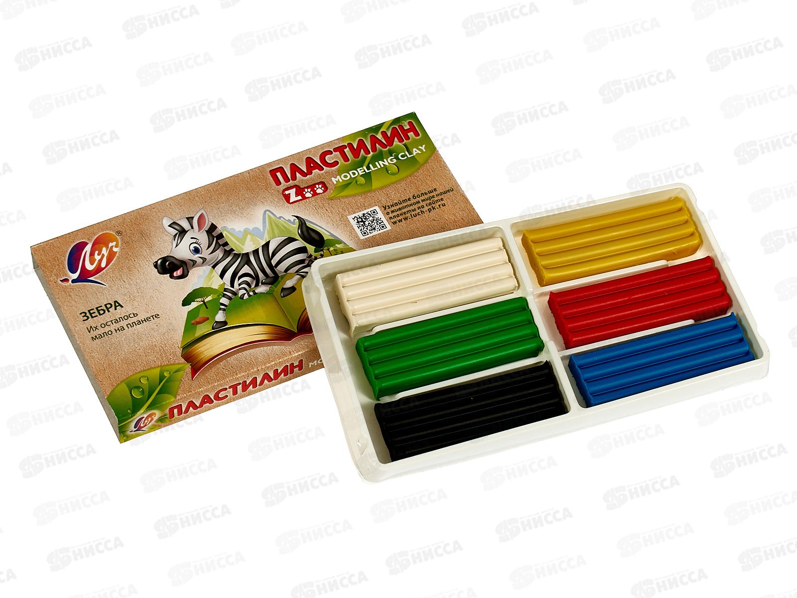 Пластилин  6цветов 90г ЛУЧ ZOO, со стеком, 30с1810-08 *48