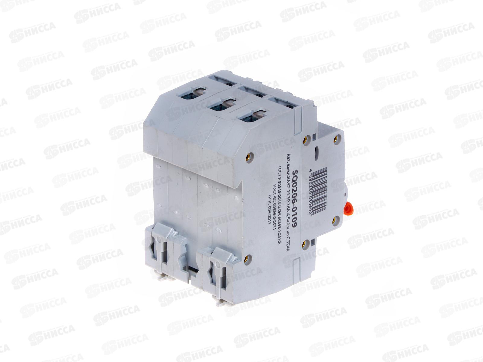 Автоматический выключатель ВА47-29 3P 16А 4,5кА х-ка C TDM, 0109 *4/40