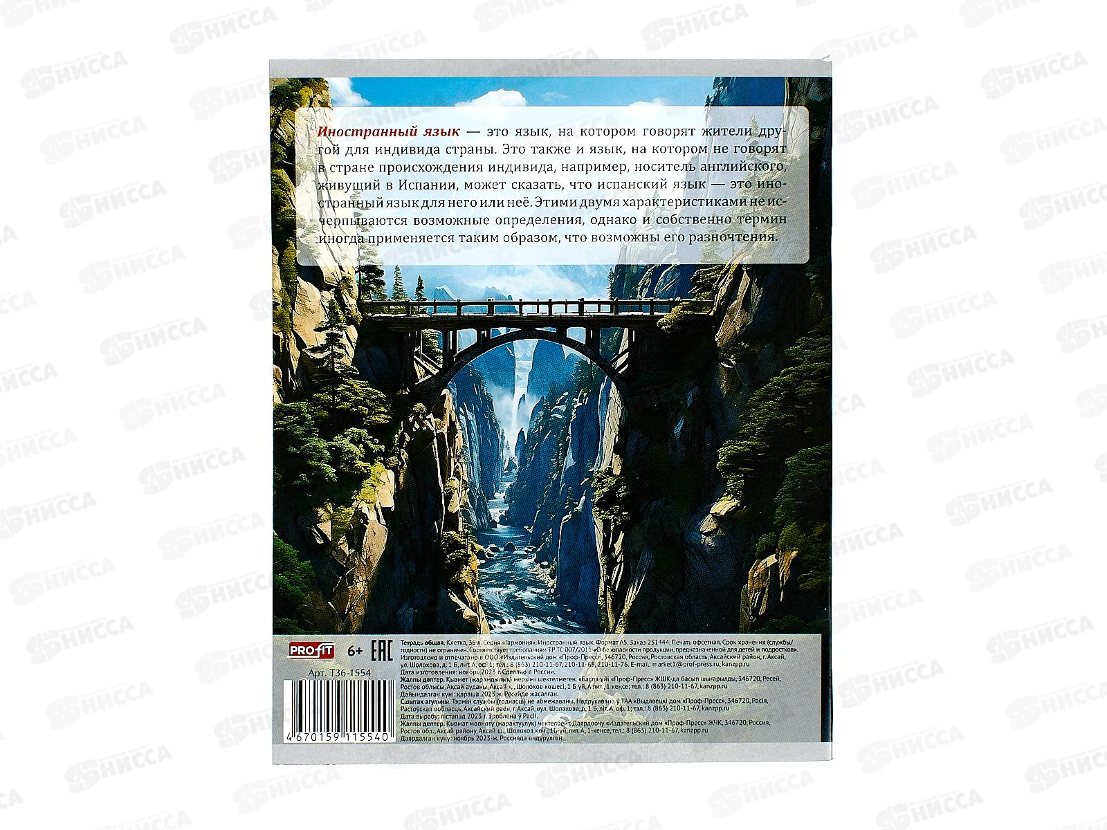 Тетрадь 36листов клетка  Profit &quotГармония&quot Иностранный язык, эконом, Т36-1554 *80