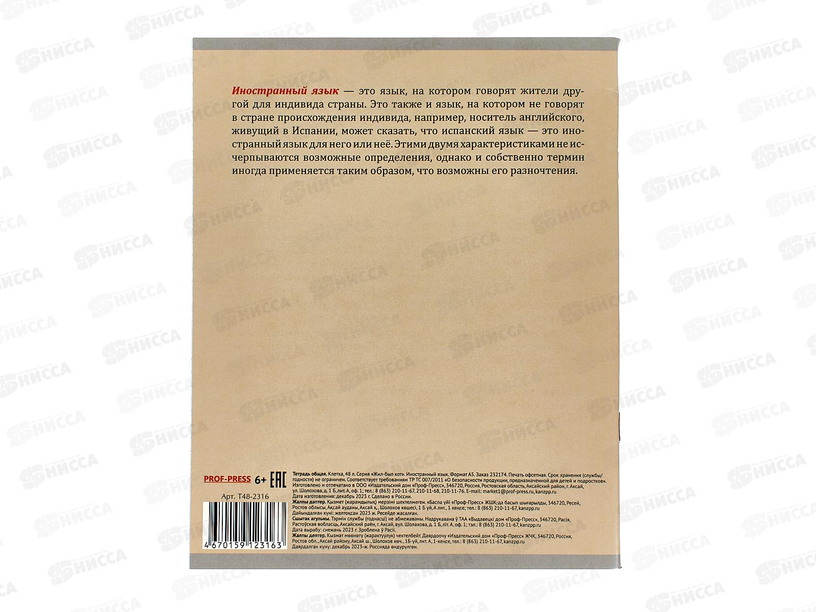 Тетрадь 48л кл. ПП &quotЖил был кот&quot Иностранный язык, Т48-2316 *10/80