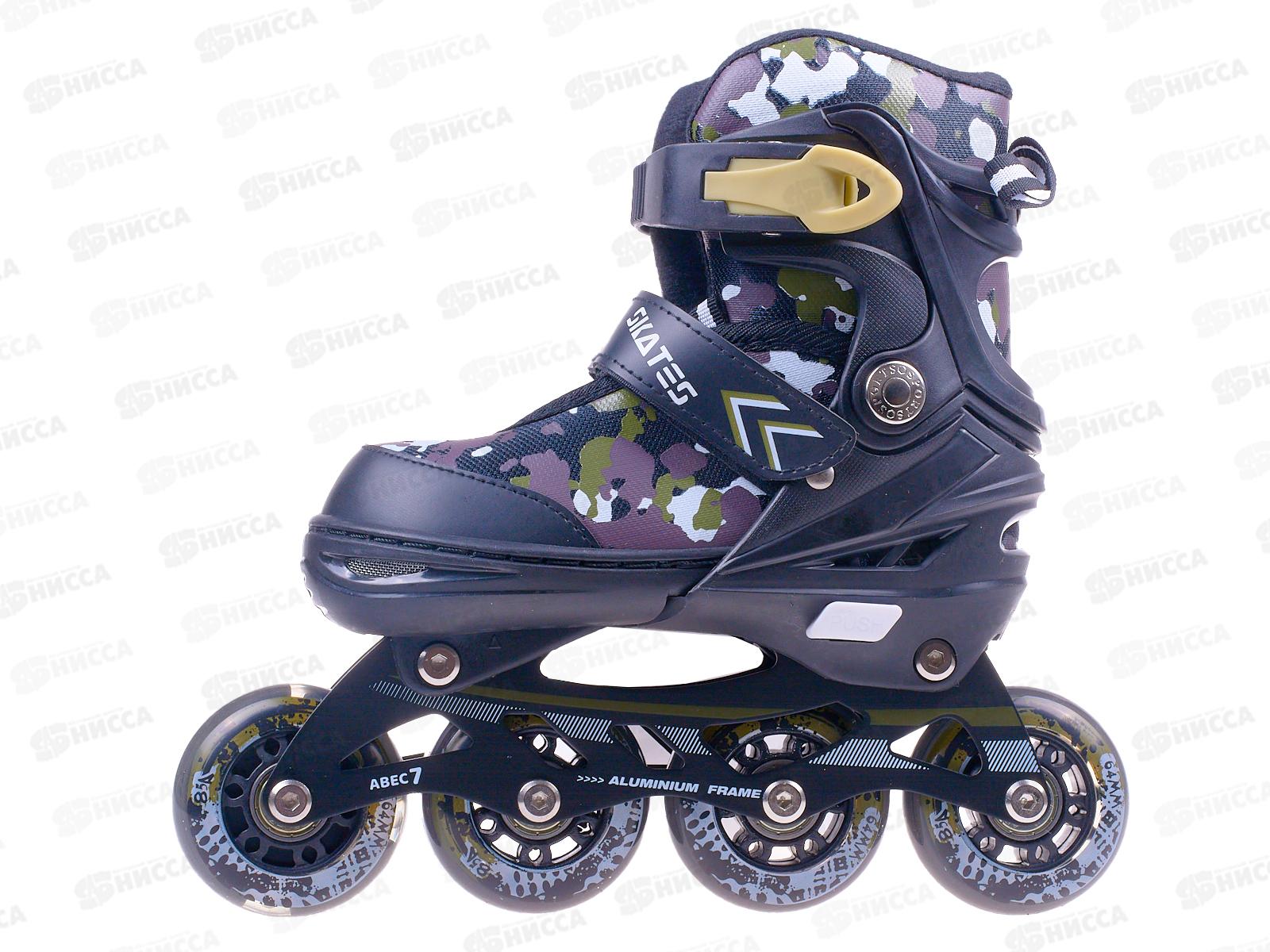 Ролики раздвижные р.29-33 (черно-зеленые), свет, 2019-875 (УЦ) порвана упаковка *6