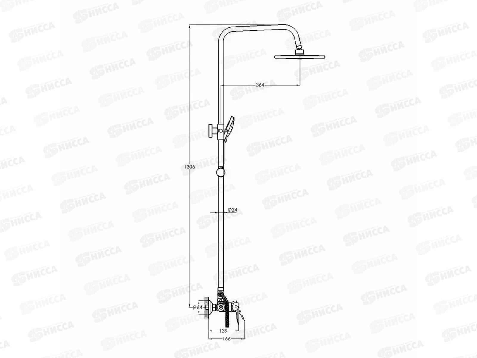 Душевая система с тропическим душем G.lauf картридж d35, GOB16-A134  *6