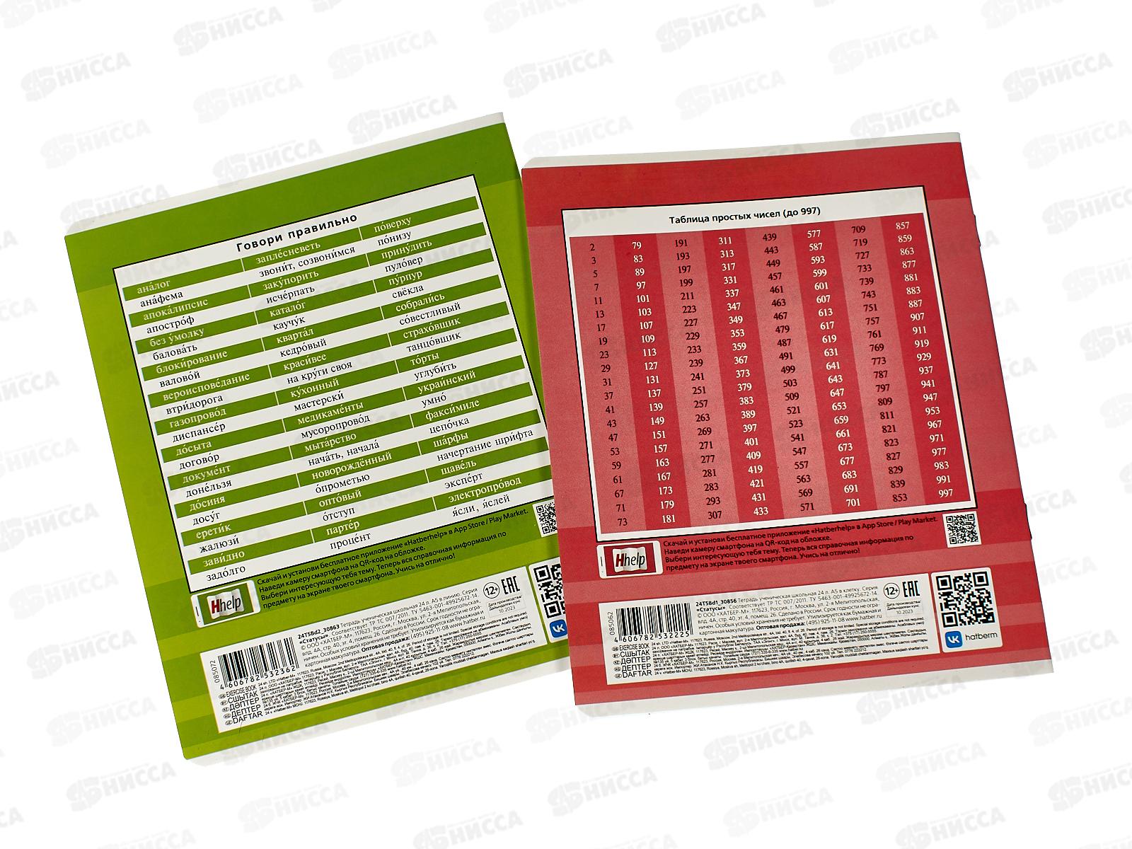 Набор 24листа тетрадей ХАТ 10предм., Статусы 084716 *18