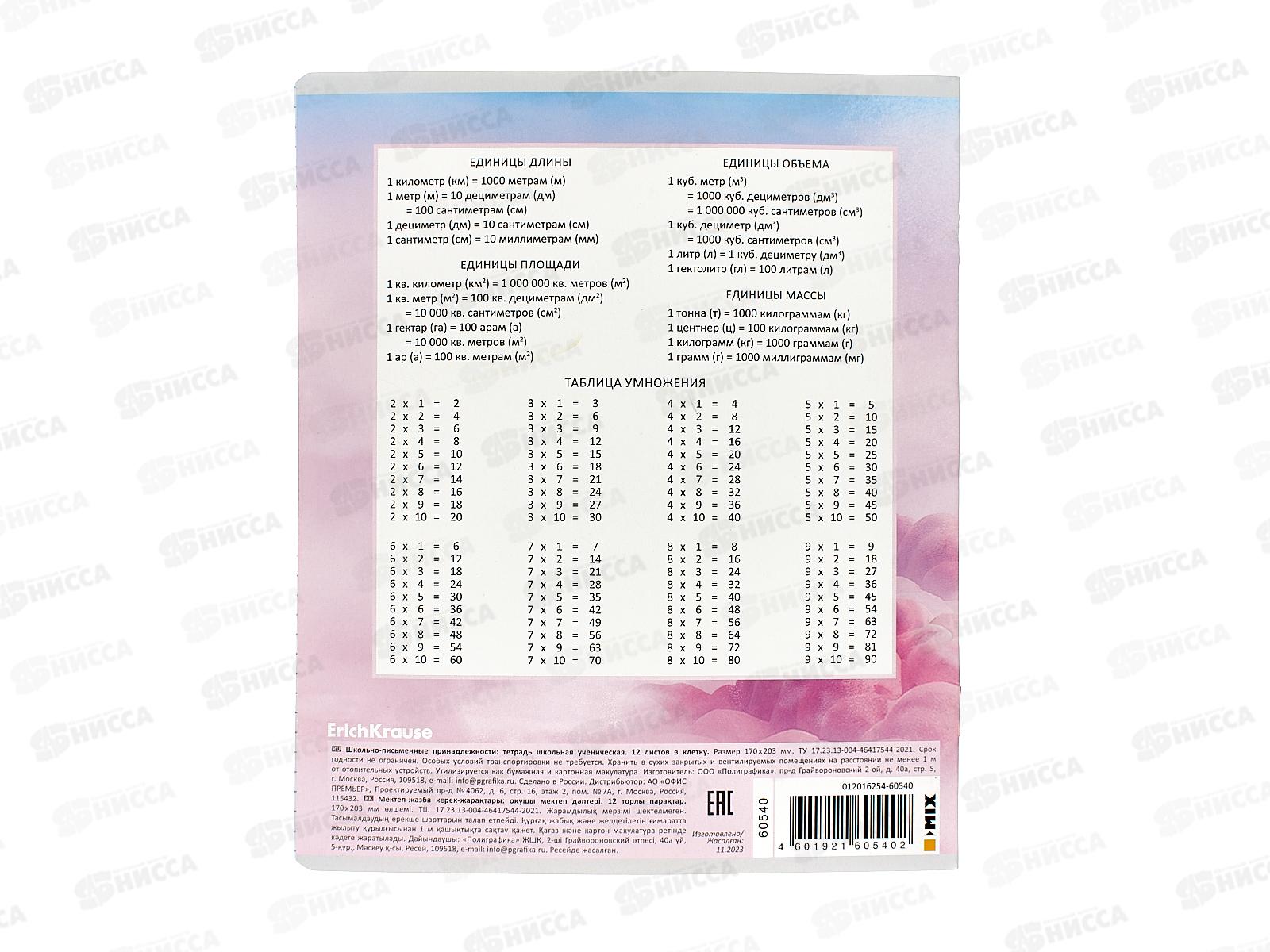 Тетрадь 12листов клетка ПОЛИ Дракончики,60540*10/280