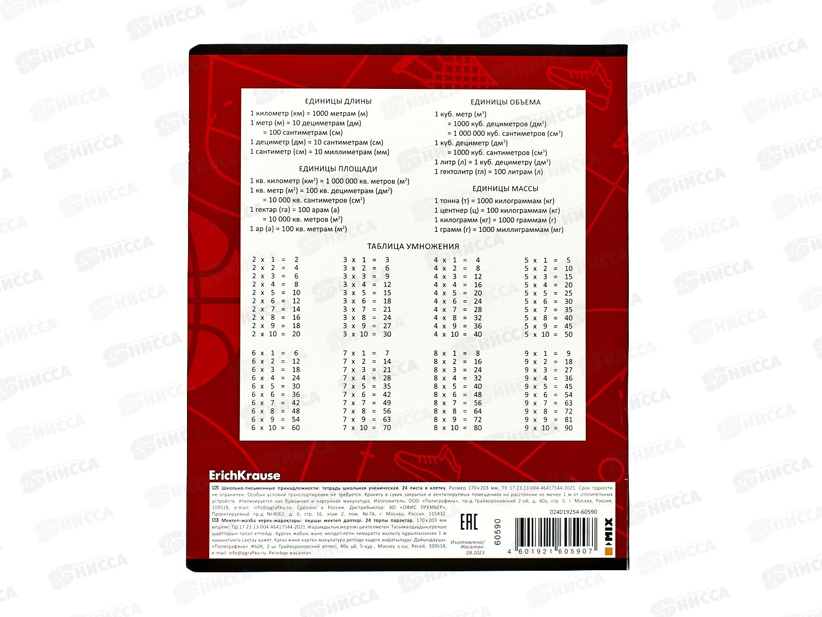 Тетрадь 24листа клетка ПОЛИ Sport DNA 60590*10/160