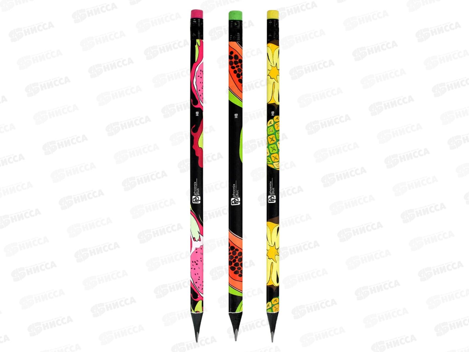 Карандаш чернографитный ФЕН Тропические фрукты ассорти HB 63682 *36