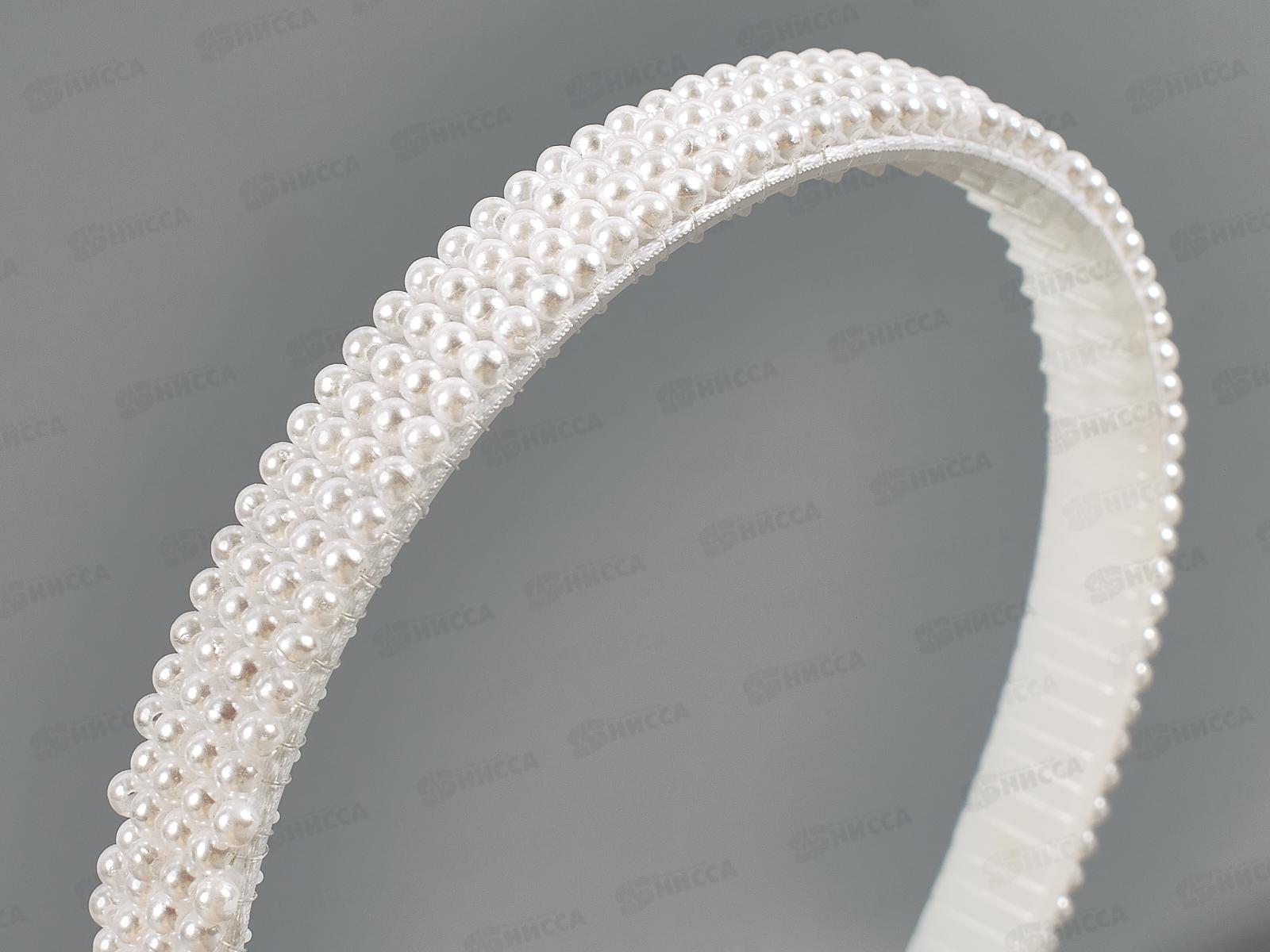 Ободок пластик под жемчуг, 4 ряда №7134