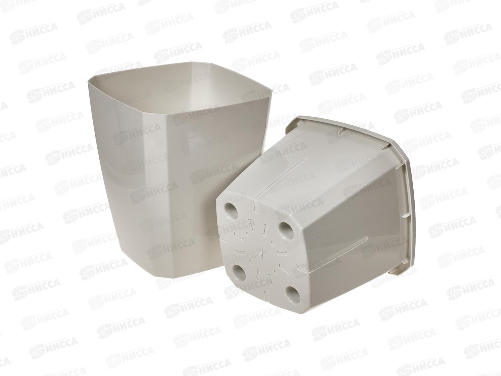 Кашпо Лаунж 4/2,8л квадратное с дренаж вставкой Светло-серое С372Ссер