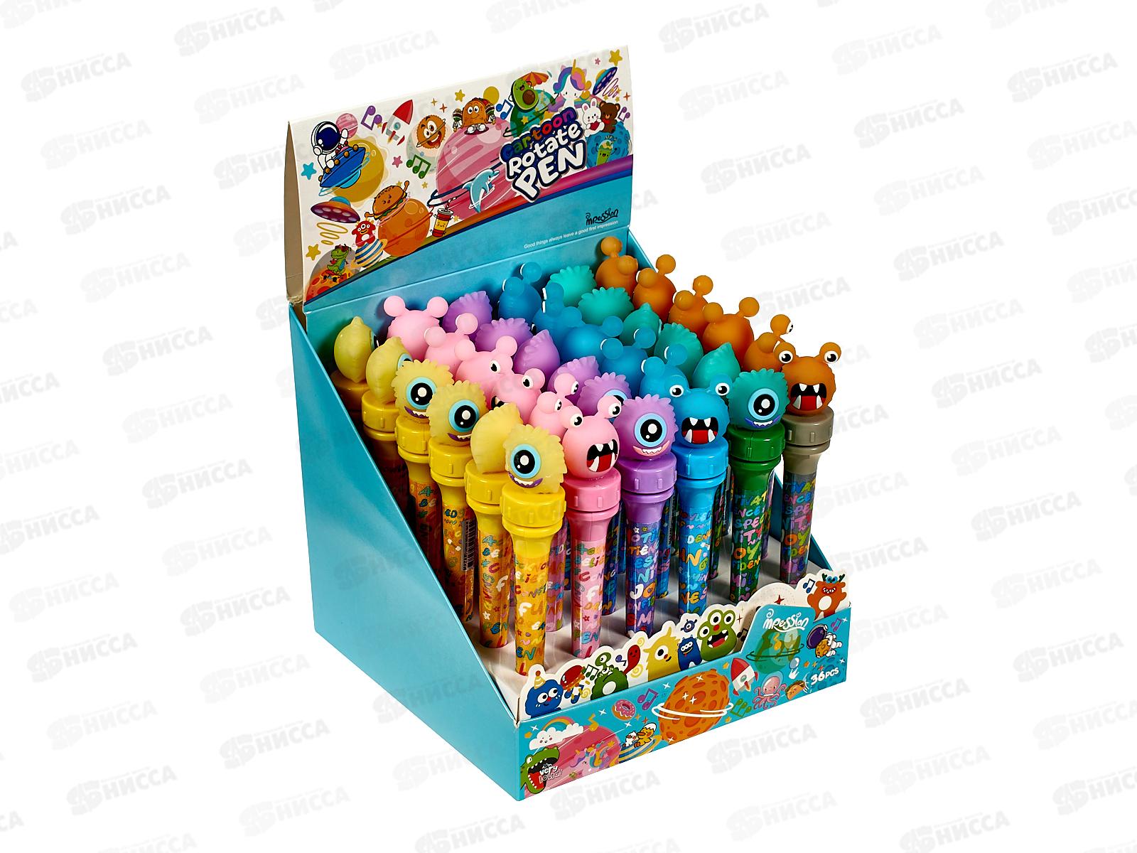 Ручка масляная MAZARI Монстры Cartoon rotate син. M-7849-70 *36