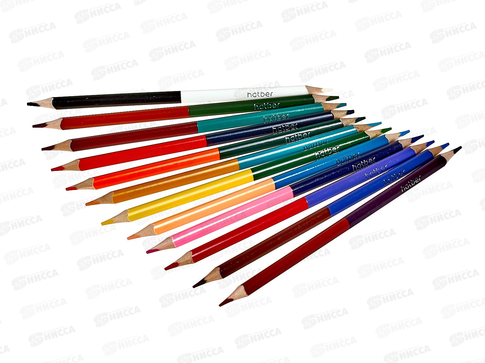 Карандаши 24 цвета 12 штучные ХАТ двухсторонние, картонная упаковка,063846 *12