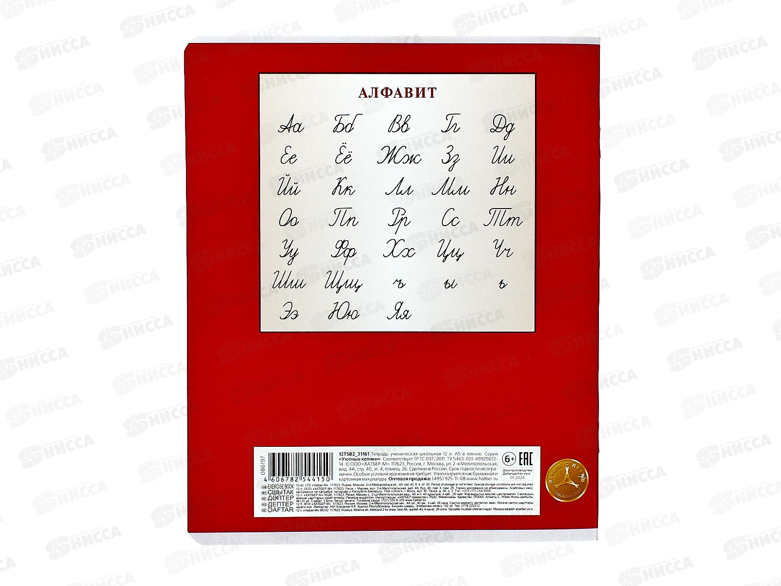 Тетрадь 12л лин. Hatber Уютные котики *20/280