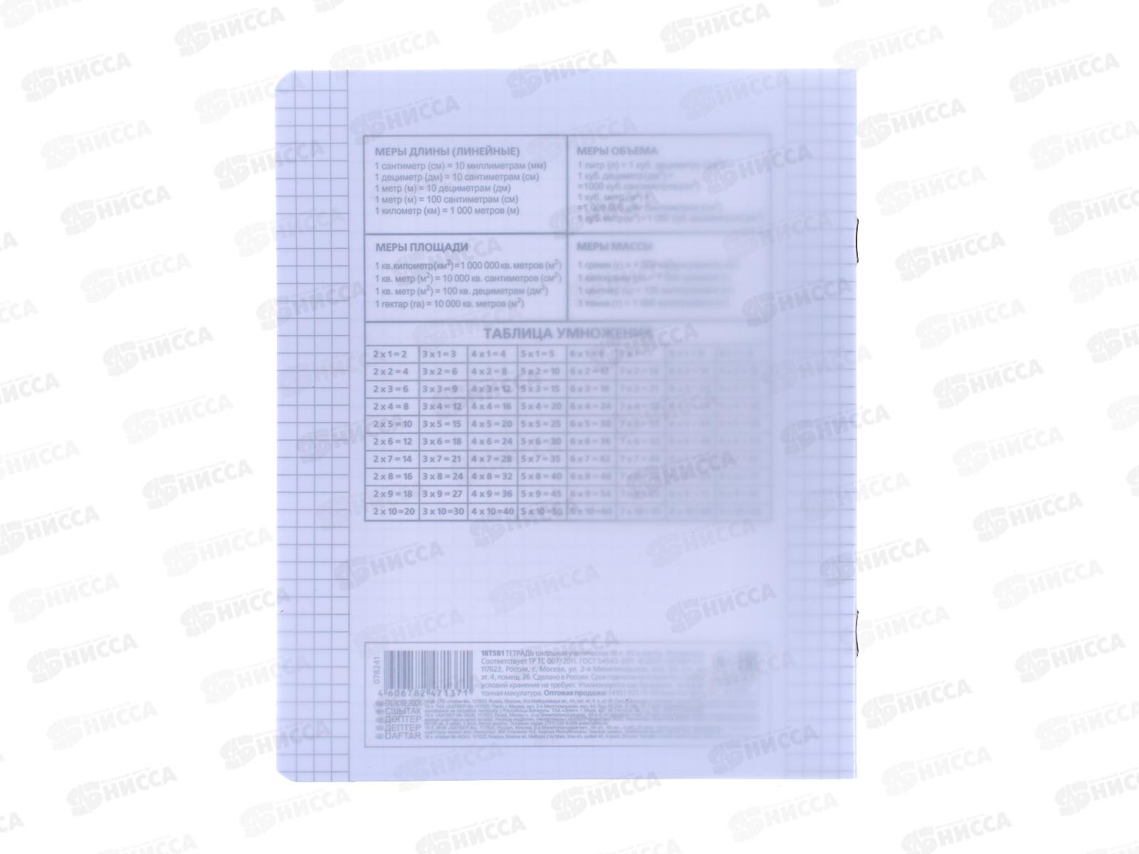 Тетрадь 18листов клетка Hatber пластиковая обложка скоба фиолетовая, 078241 *10/120