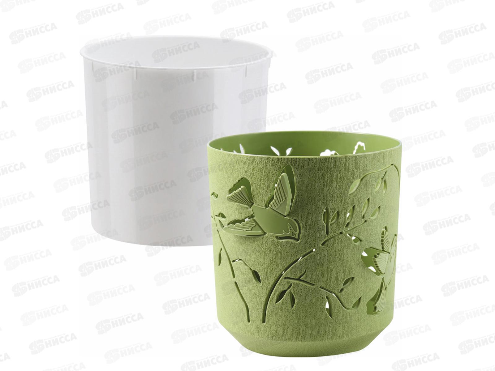 Кашпо &quotКолибри&quot 1,25л Оливковый/Белый КШ-4646 *27