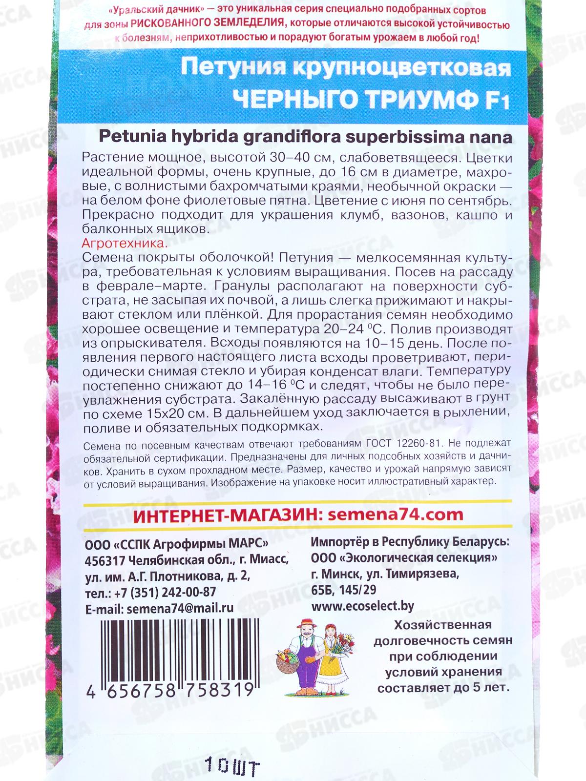 Петуния Черныго триумф F1 Евро крупноцветковая *10 УрД +