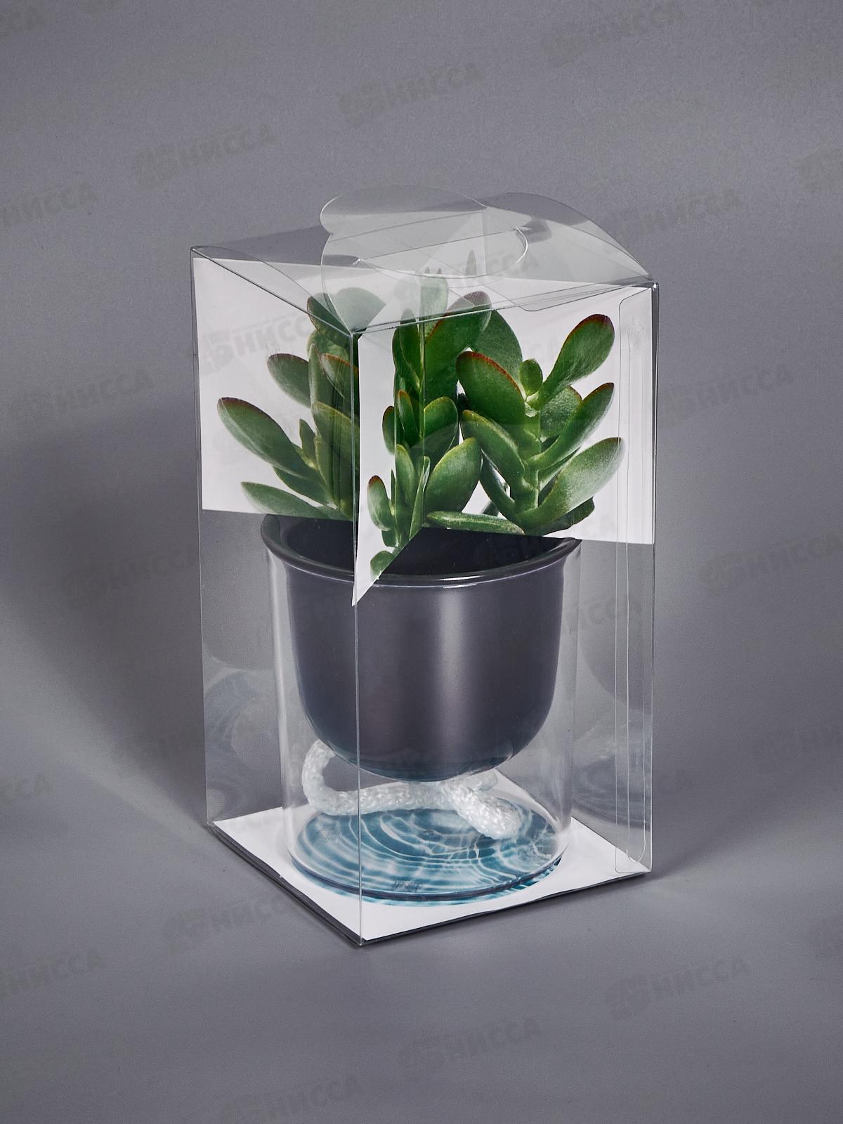 Кашпо ГРЕВИ D95мм Н105мм 0,28л фитильный полив Графит М3130 *12