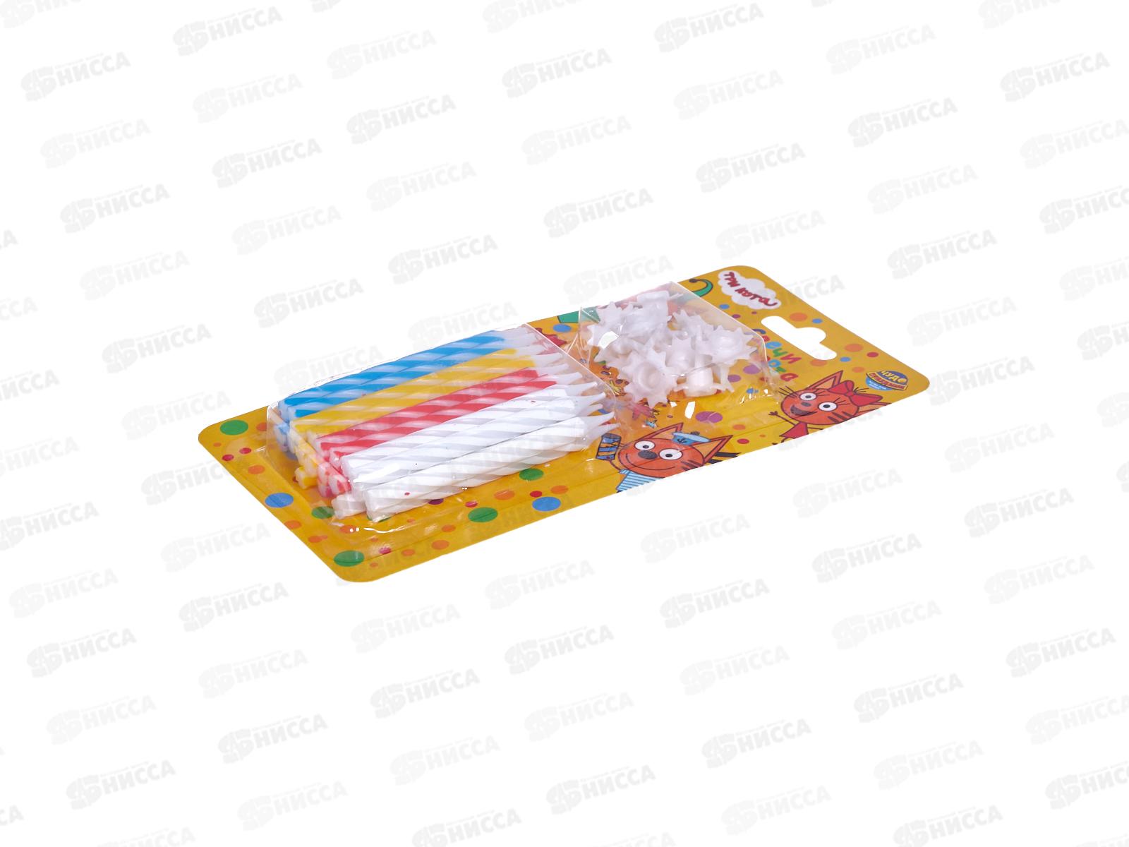 Свечи для торта 24шт с держателями Три Кота, СС-84280-3С